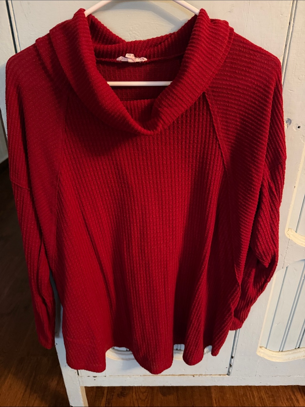 Maurices Red Burgundy Ribbed Cowl Neck Sweater